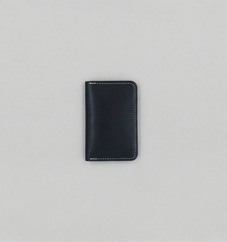 Black Vegetable Calf Leather Folding Cardholder