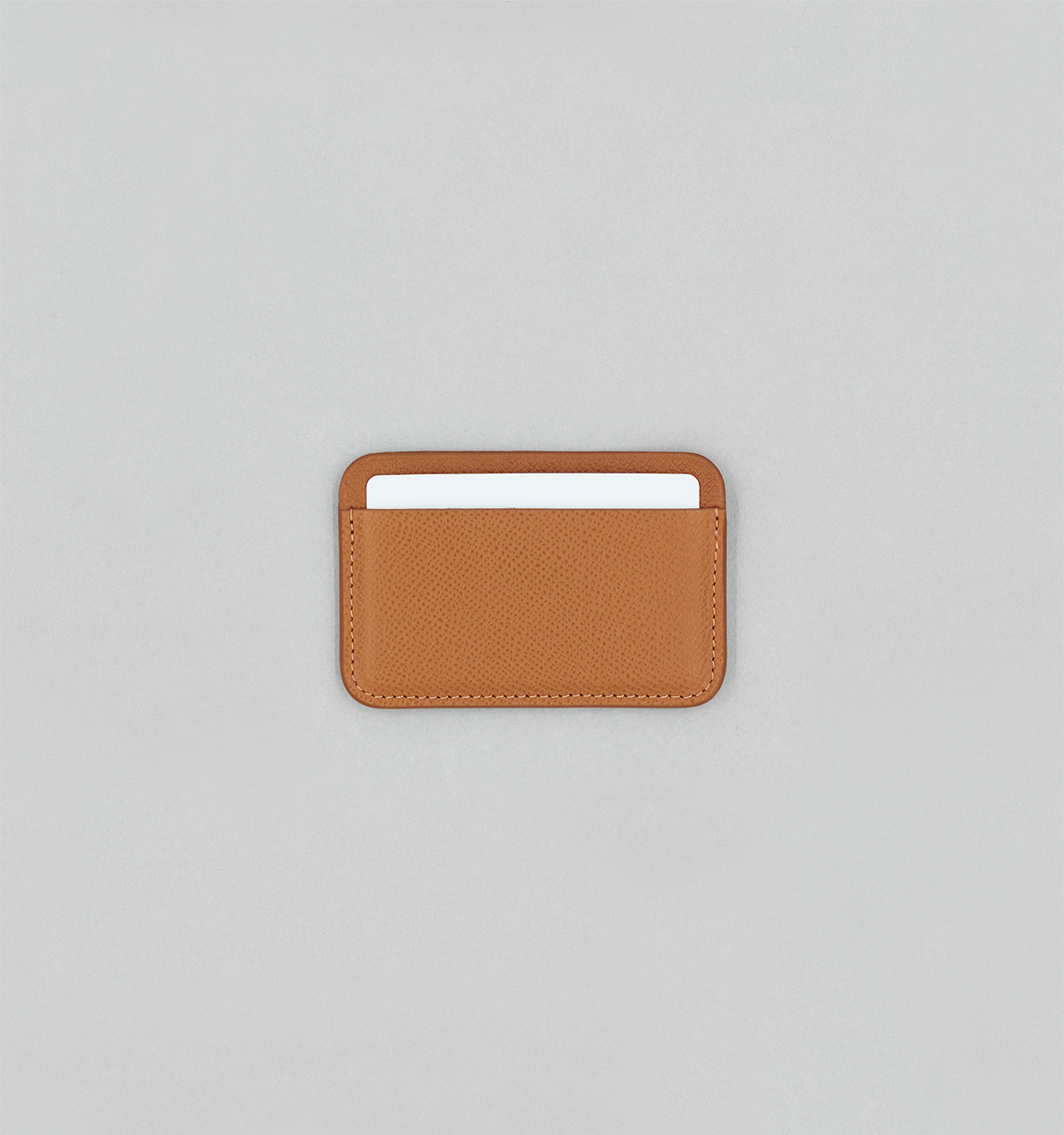 Camel cross-hatched calf Leather Cardholder