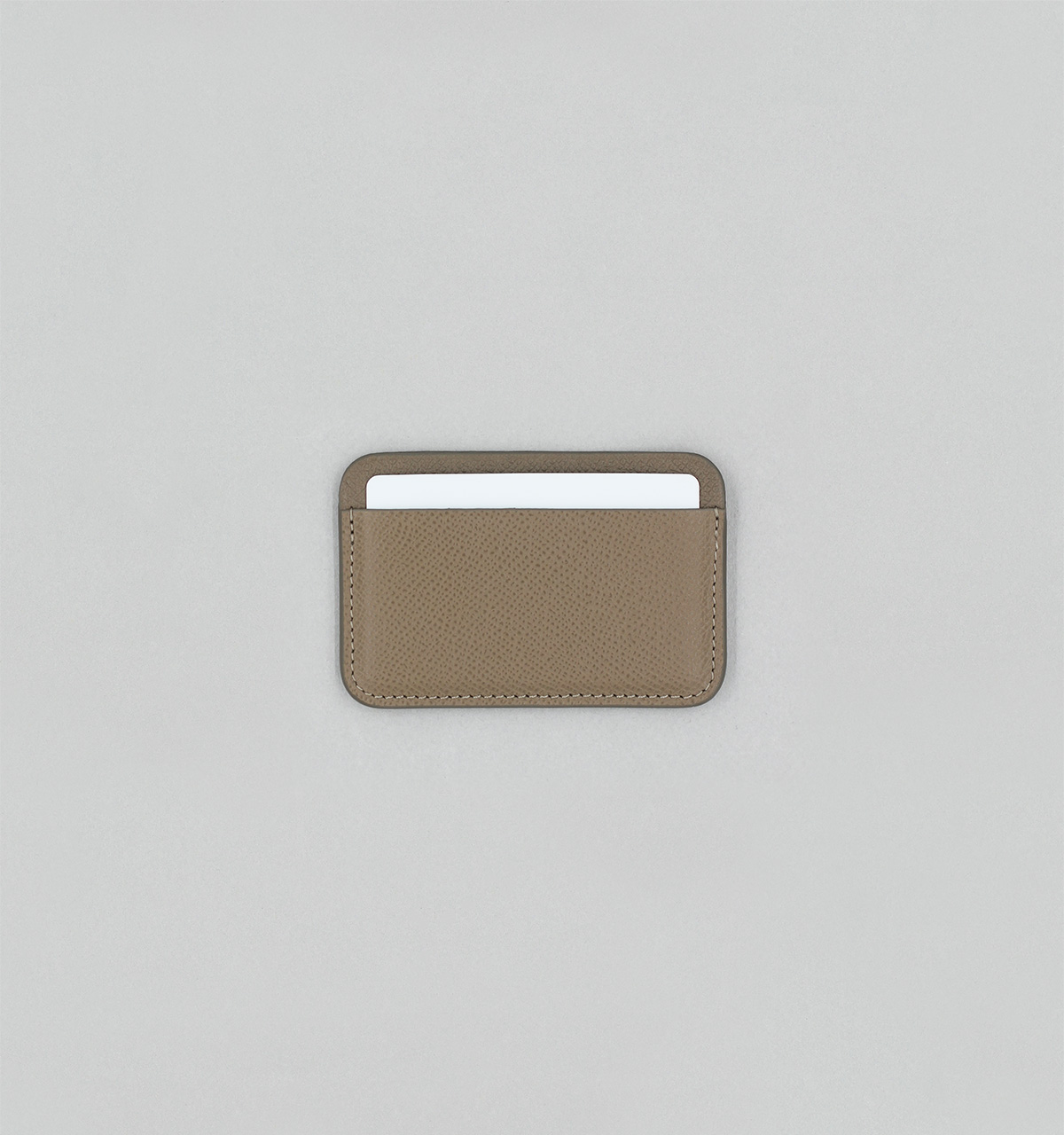Taupe cross-hatched calf Leather Cardholder