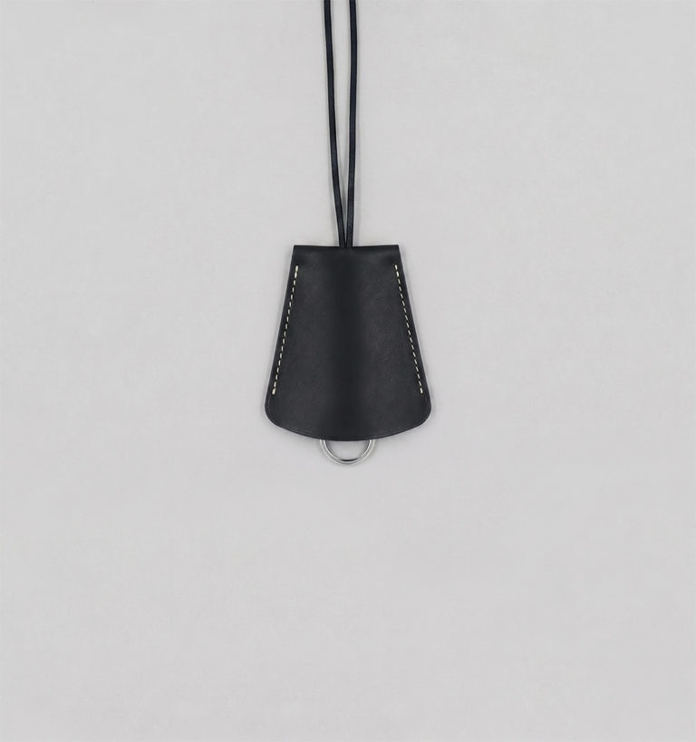 Black Vegetable Calf Leather Bell Key-holder