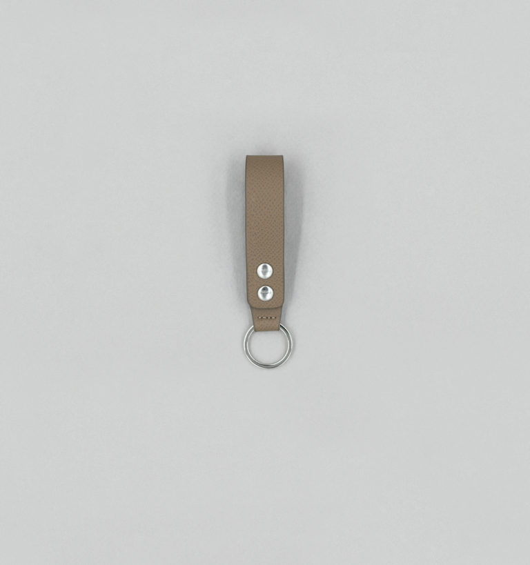 Porte-Clés Pressions En Veau Quadrillé Taupe