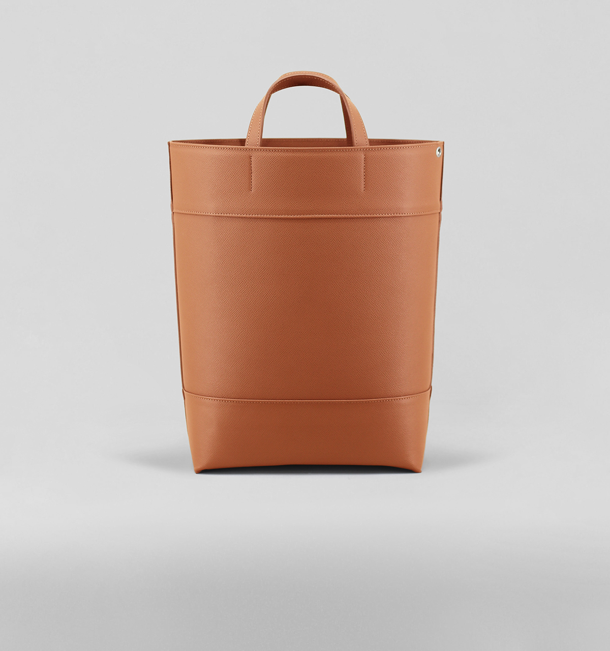 Sac Cabas Trois Pans en Veau Quadrillé Camel