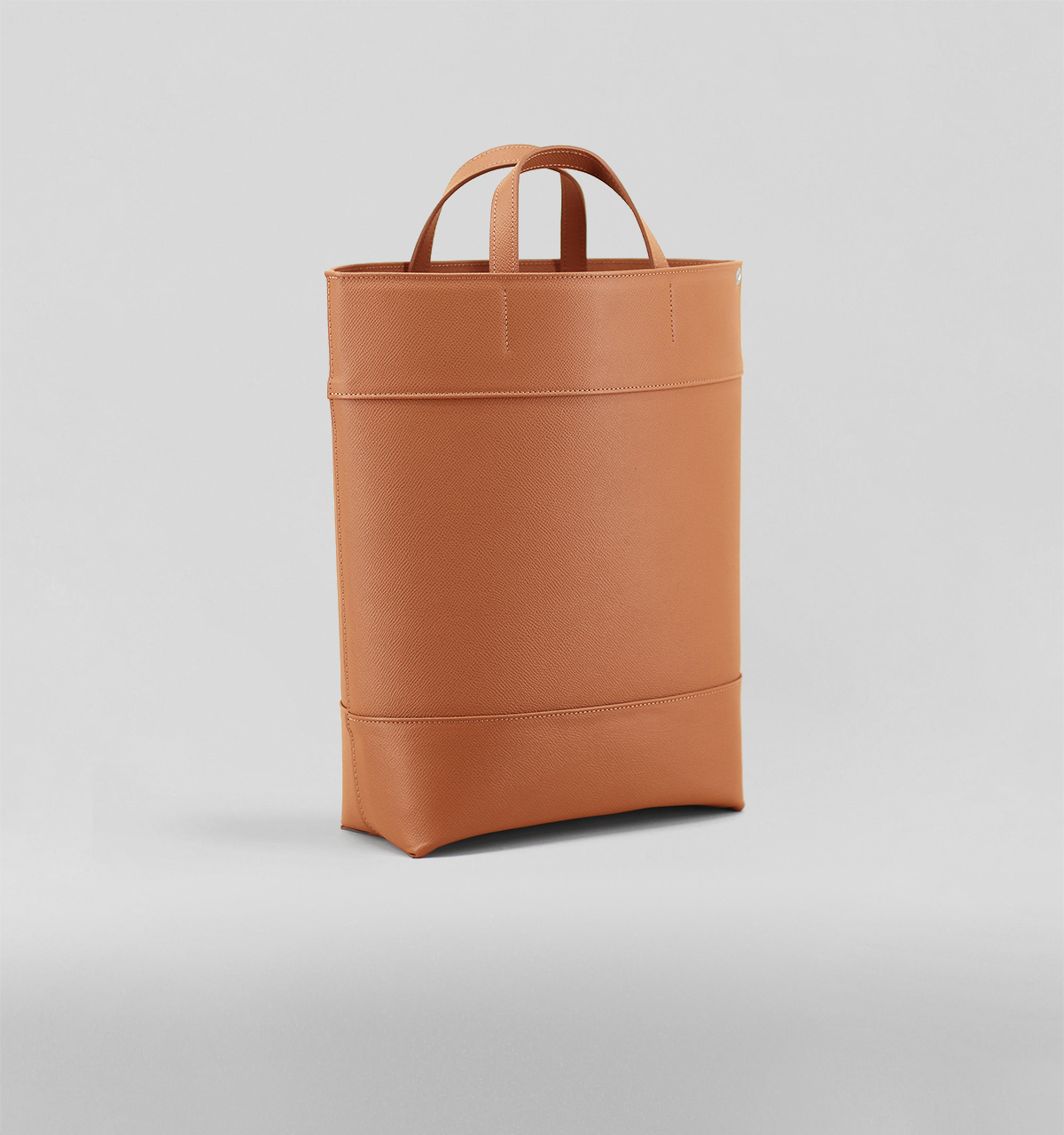 Sac Cabas Trois Pans en Veau Quadrillé Camel