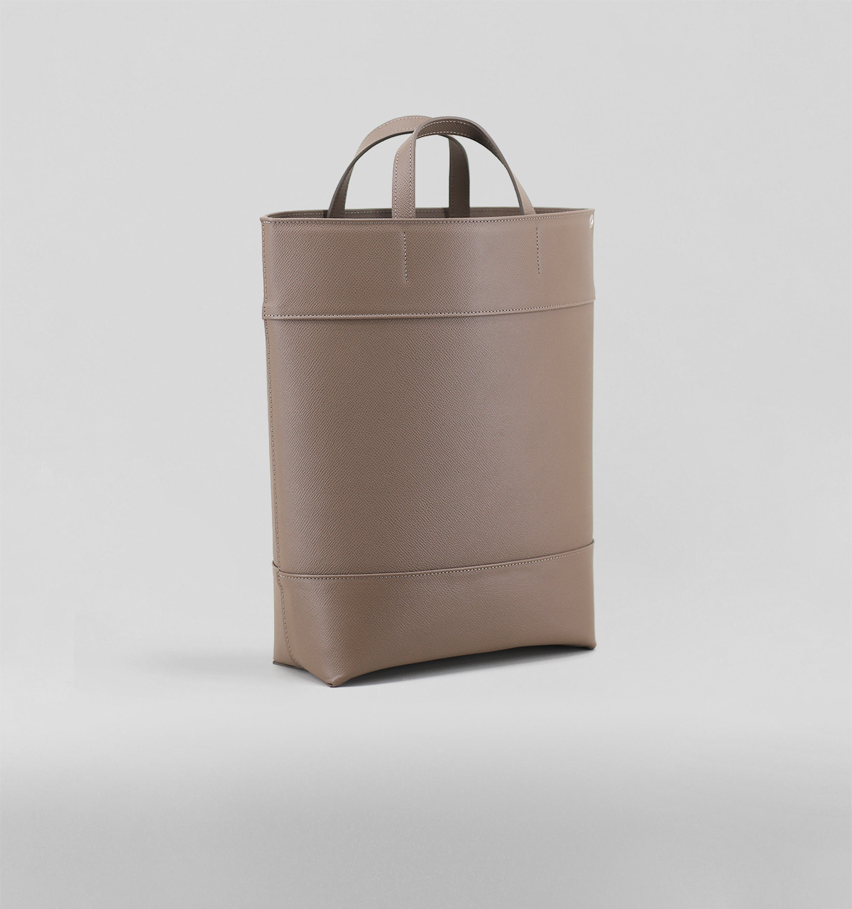 Taupe Cross-Hatched Calf Three Panels Tote Bag