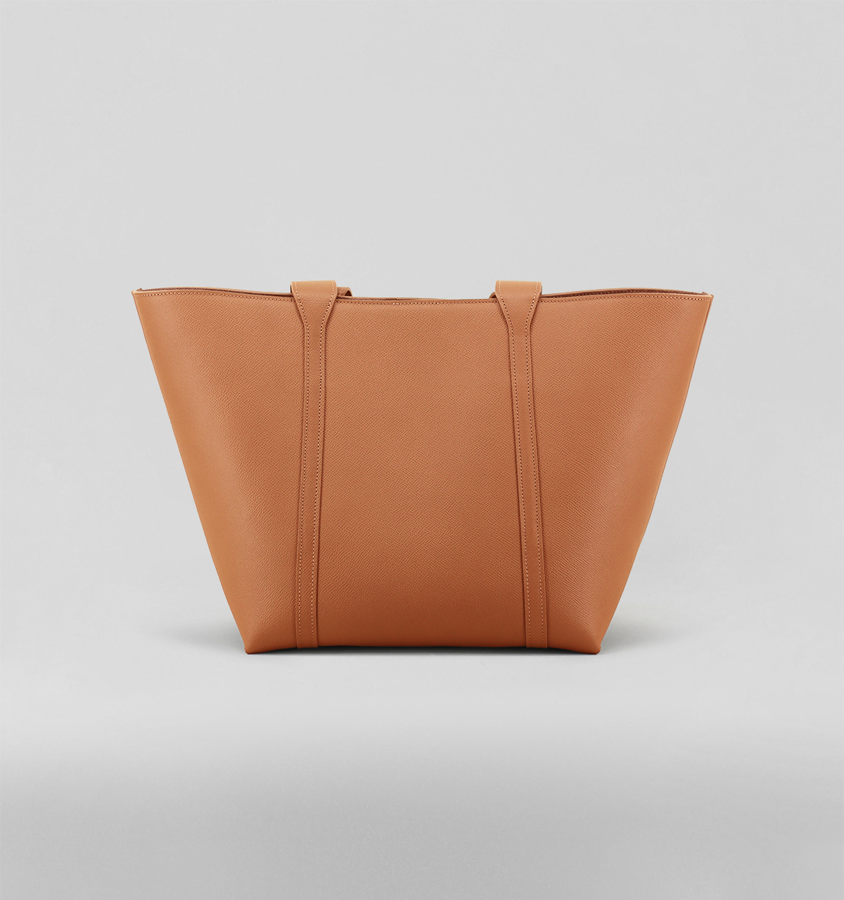 Camel Cross-Hatched Calf Leather Tote Bag