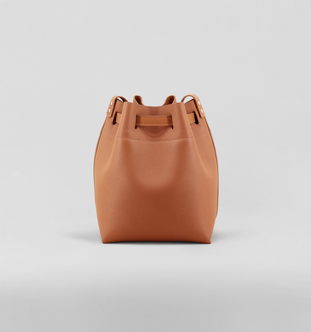 Camel Cross-Hatched Calf Bucket Bag