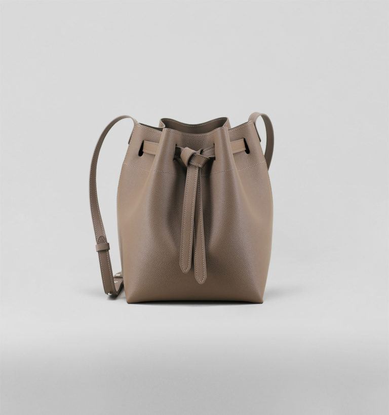 Taupe Cross-Hatched Calf Bucket Bag