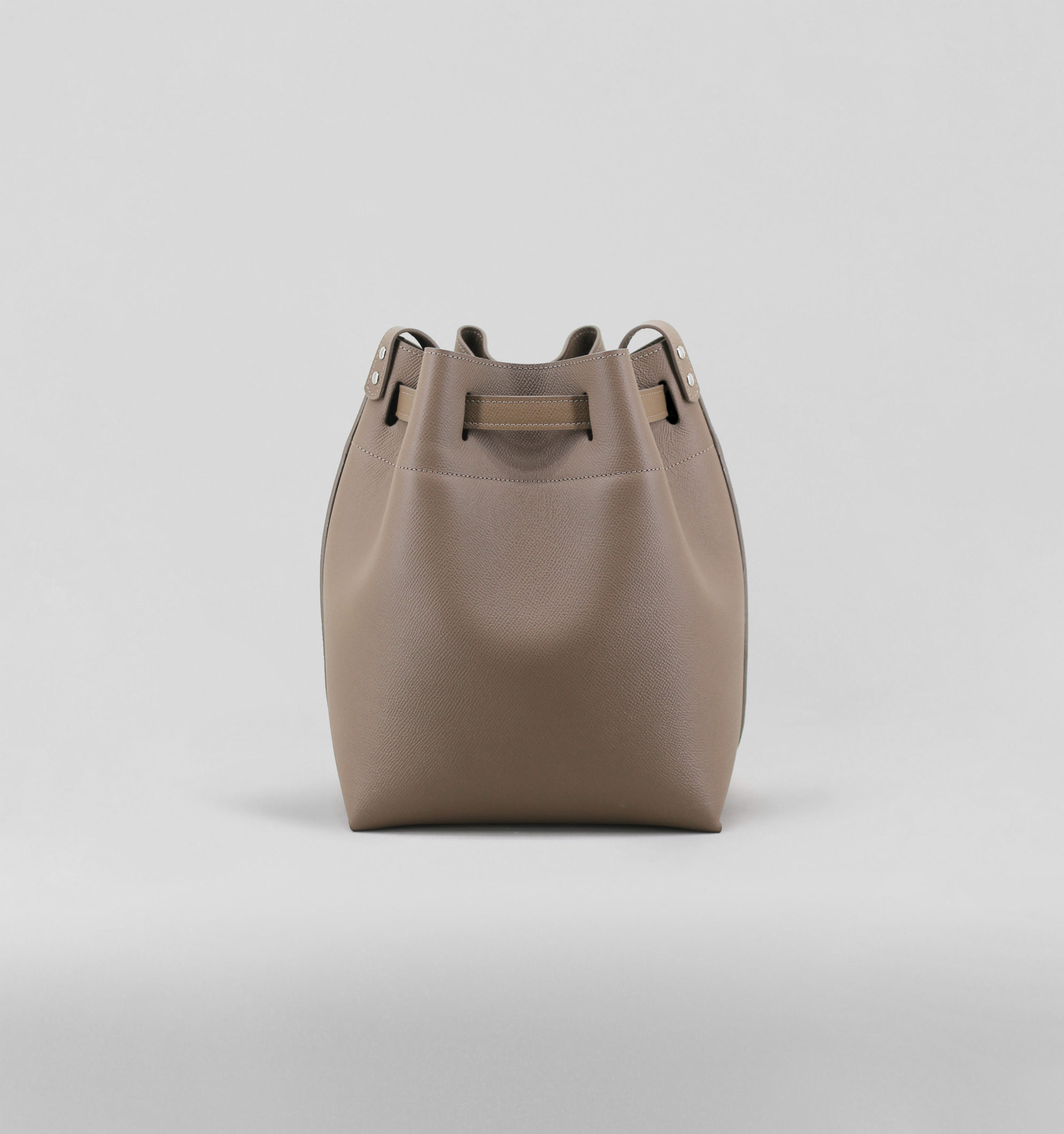 Taupe Cross-Hatched Calf Bucket Bag