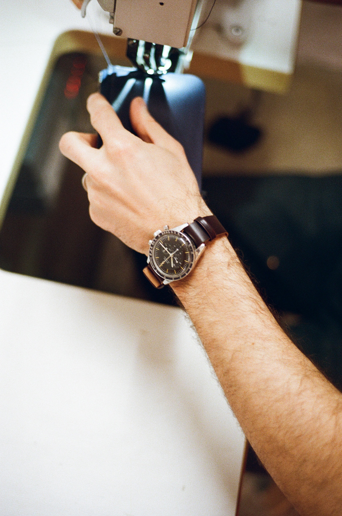 Bracelet de montre une pièce en cordovan bordeaux