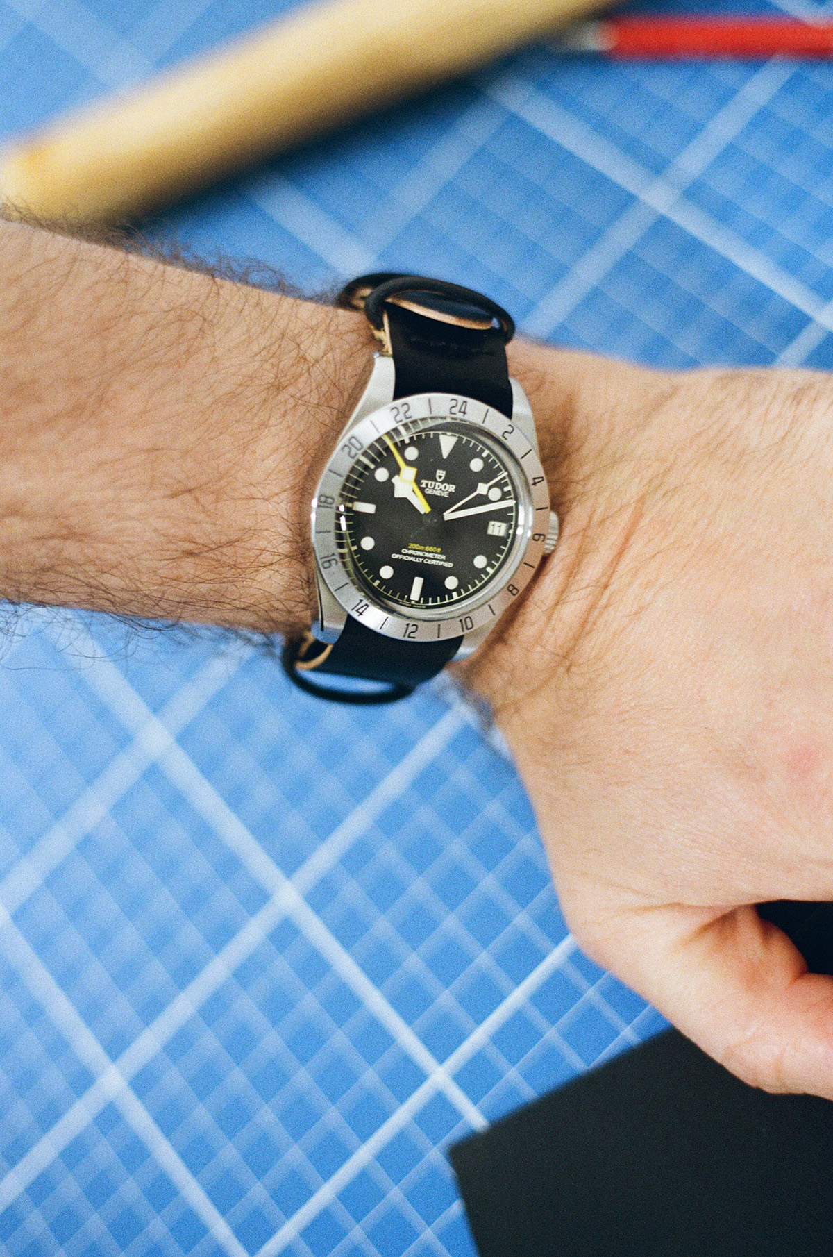 Bracelet de montre une pièce en cordovan noir
