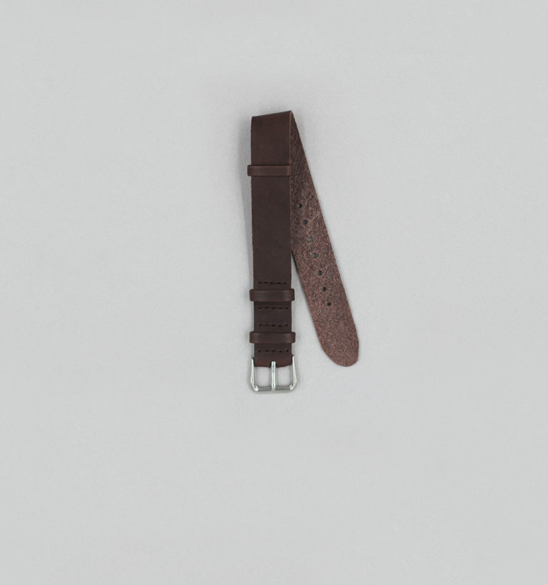 Bracelet de montre une pièce en veau végétal Chocolat