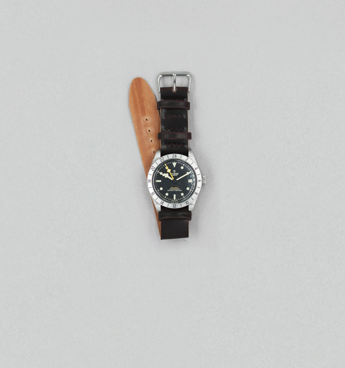 Bracelet de montre une pièce en cordovan bordeaux