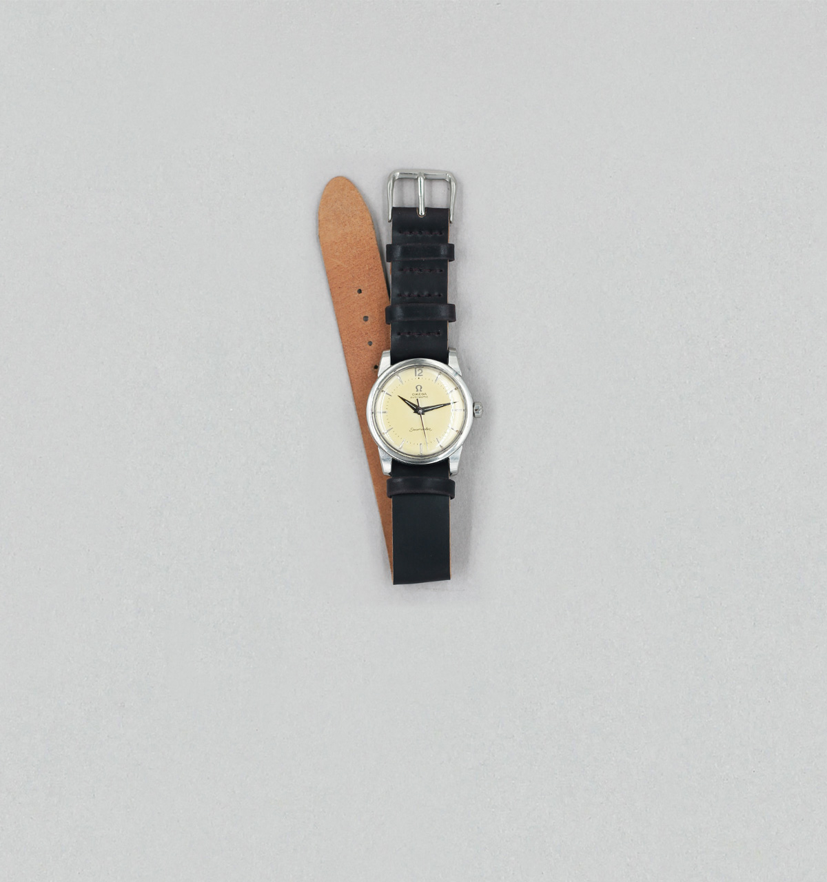 Bracelet de montre une pièce en cordovan noir