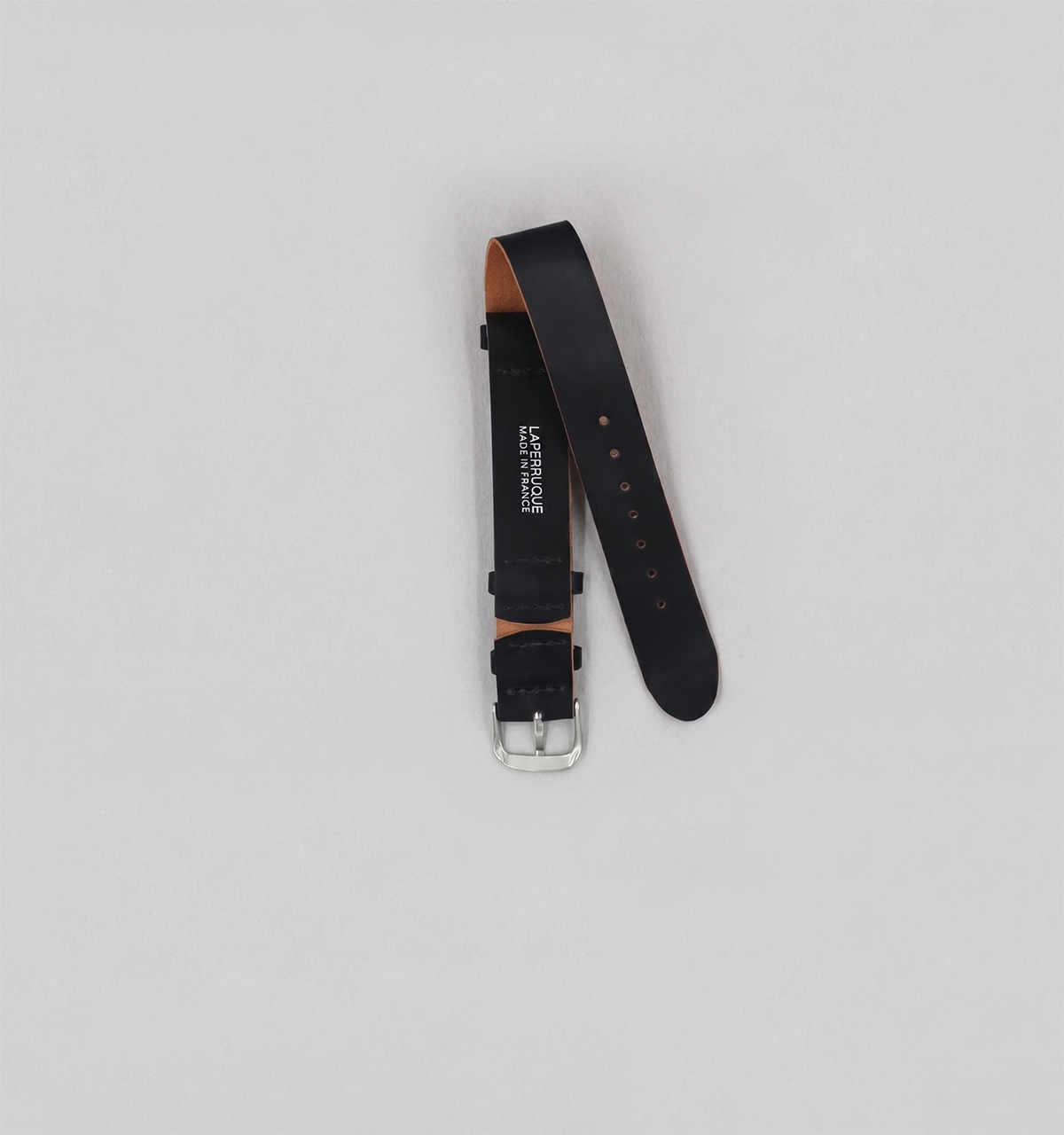 Bracelet de montre une pièce en cordovan noir
