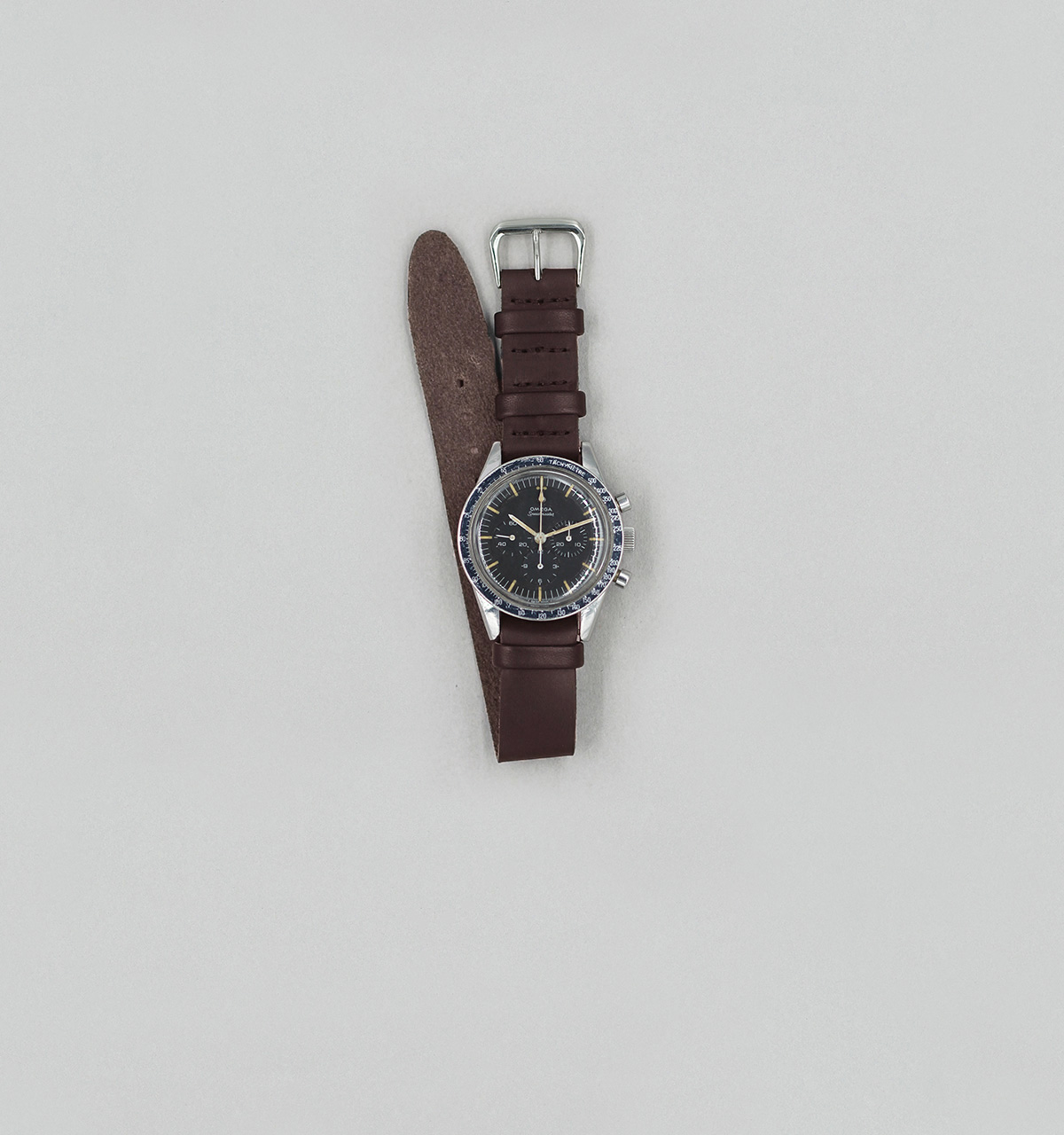 Bracelet de montre une pièce en veau végétal Chocolat