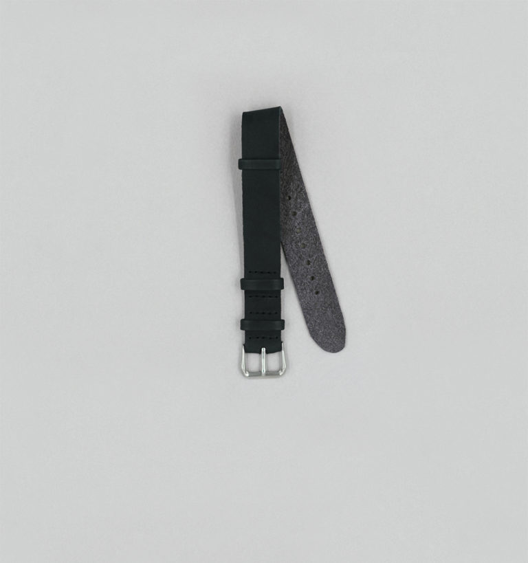 Bracelet de montre une pièce en veau végétal Noir