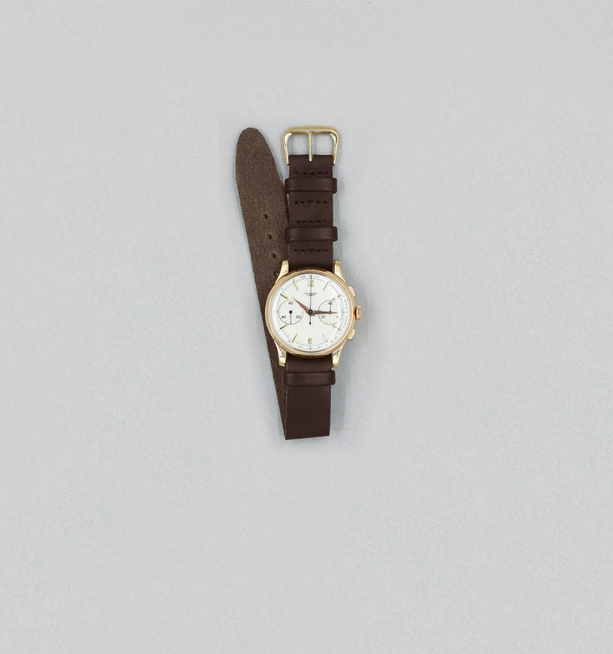 Bracelet de montre une pièce en veau végétal Chocolat