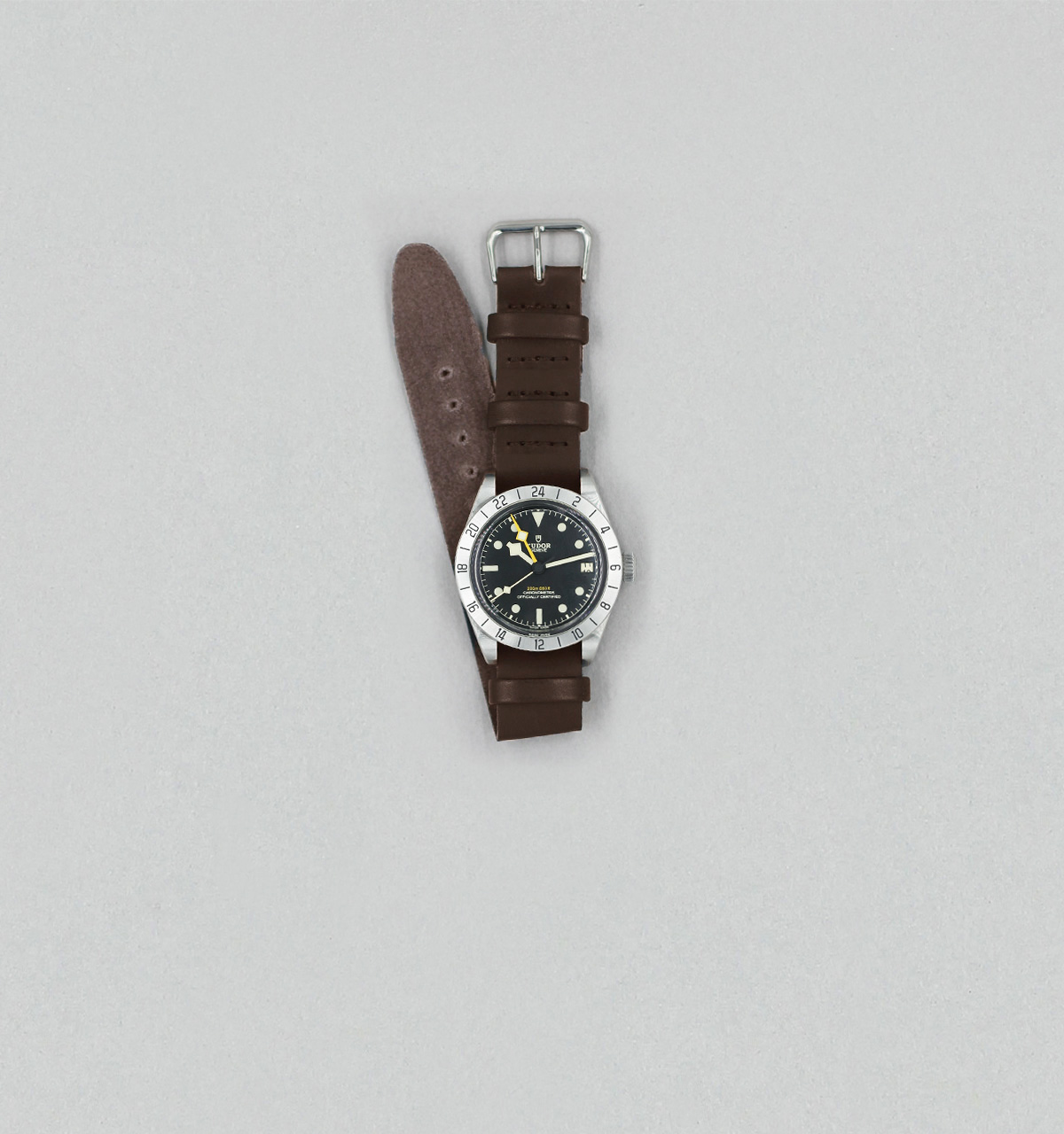 Bracelet de montre une pièce en veau végétal Chocolat