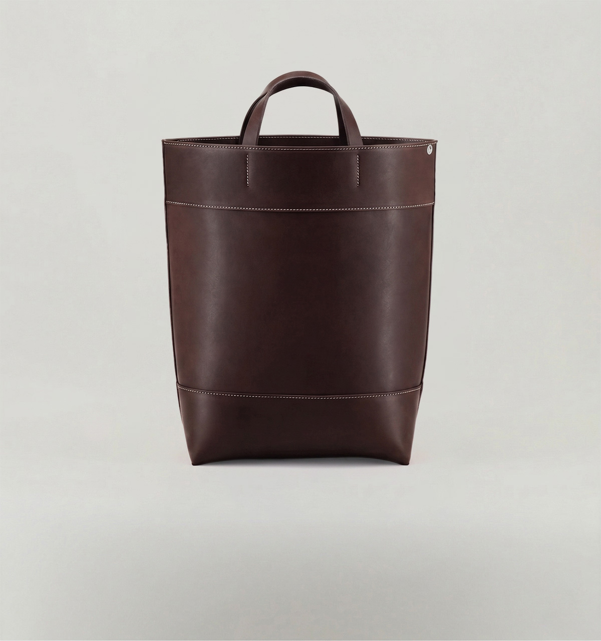 Chocolate Vegetable Calf Leather Three Panels Tote Bag