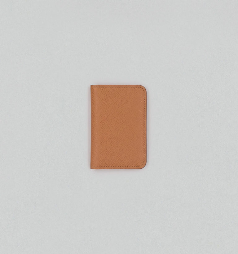 Camel Cross-Hatched Calf Folding Cardholder