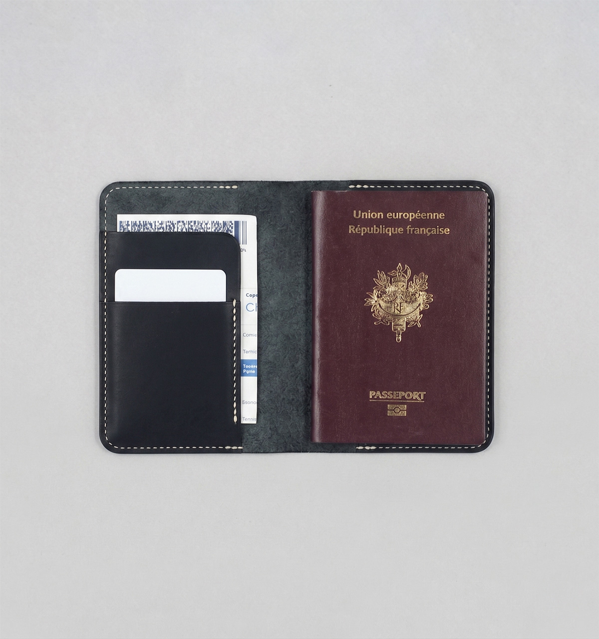Black Vegetable Calf Passport Cover