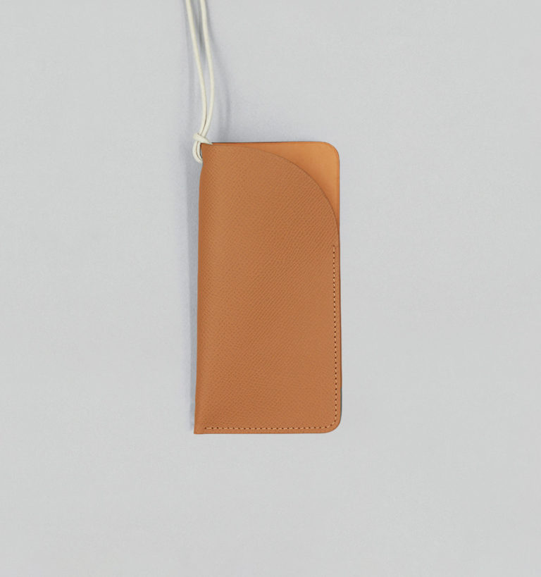 Camel Cross-Hatched Calf Large Glasses Case
