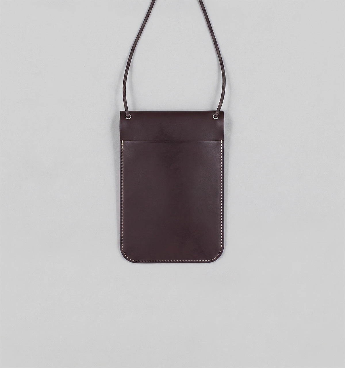 Chocolate Vegetable Calf Leather Neck Pouch