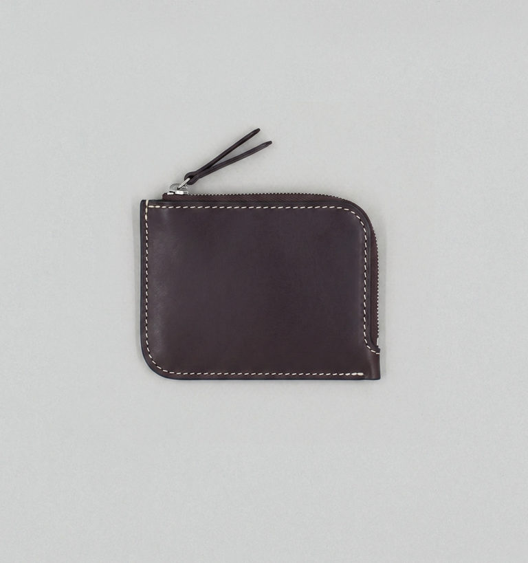 Chocolate Vegetable Calf Leather Half-Zip Wallet