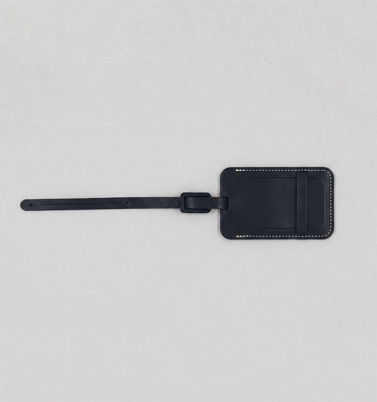 Black Vegetable Leather Luggage Tag