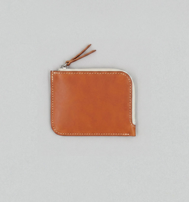 Whiskey Vegetable Calf Leather Half-Zip Wallet