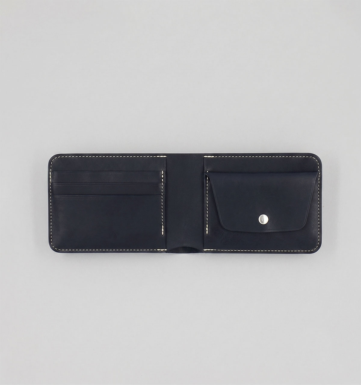 Portefeuille Monnaie en Veau Végétal Noir