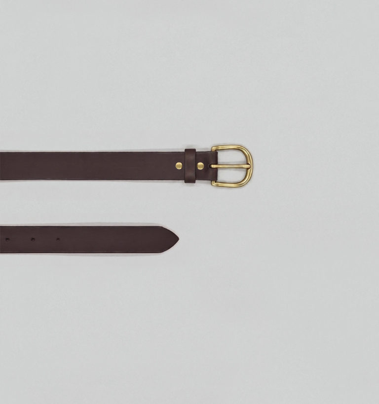 Ceinture en Veau Végétal Ébène à Boucle Laiton