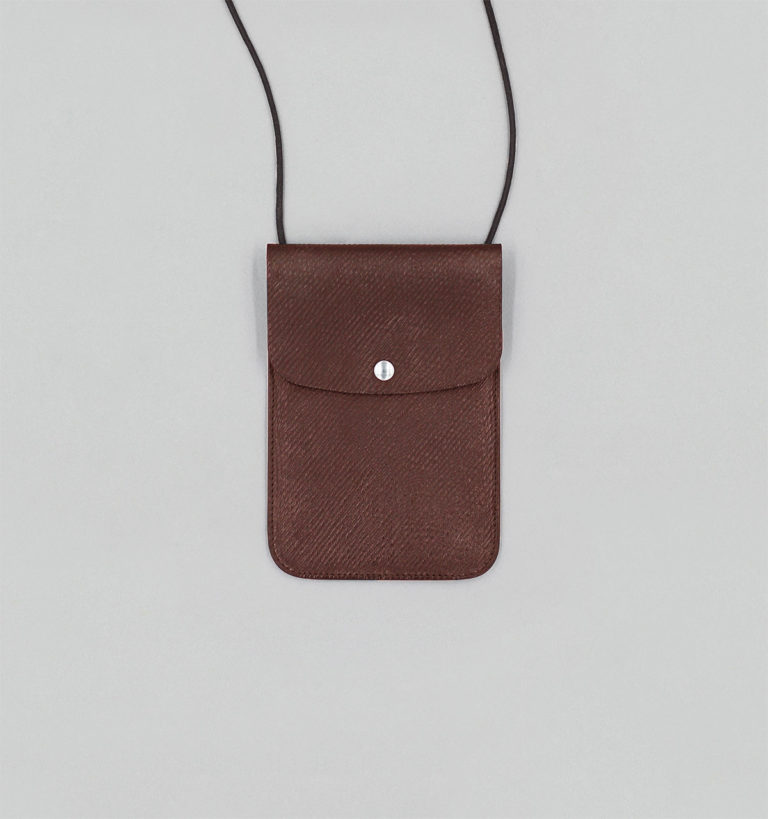 Bark Brown Russian Calf Leather Neck Pouch
