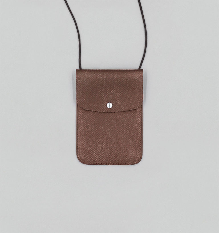 Bark Brown Russian Calf Leather Neck Pouch