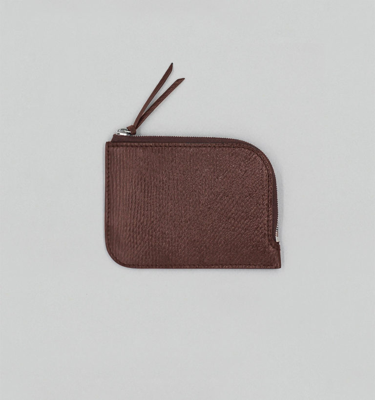 Bark Brown Russian Calf Leather Half-Zip Wallet