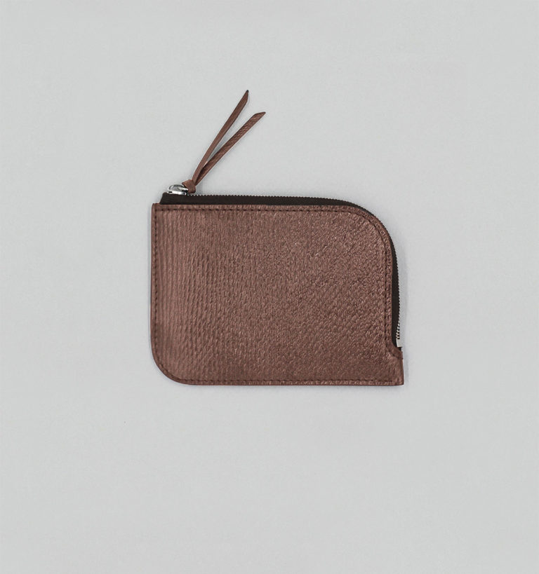 Bark Brown Russian Calf Leather Half-Zip Wallet