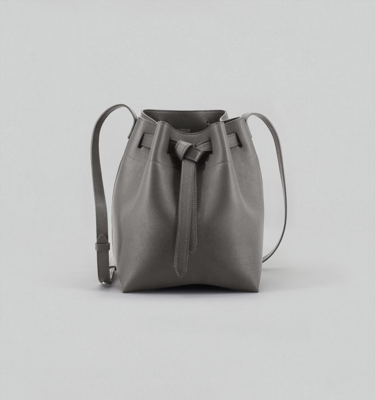 Slate Grey Grained Calf Bucket Bag