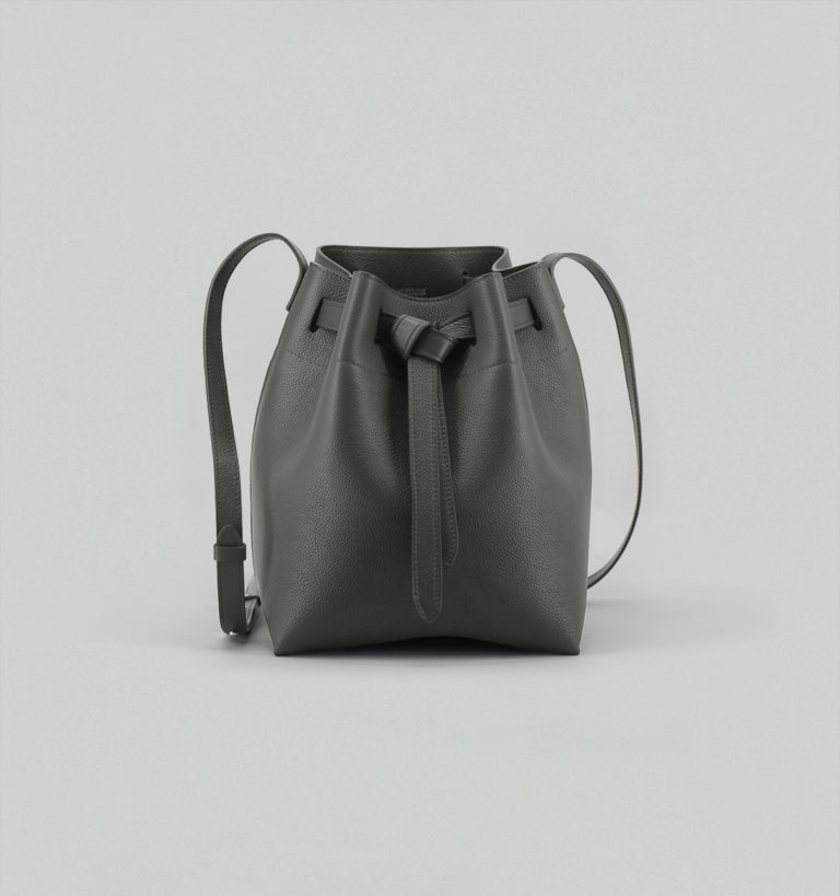 Slate Grey Grained Calf Bucket Bag