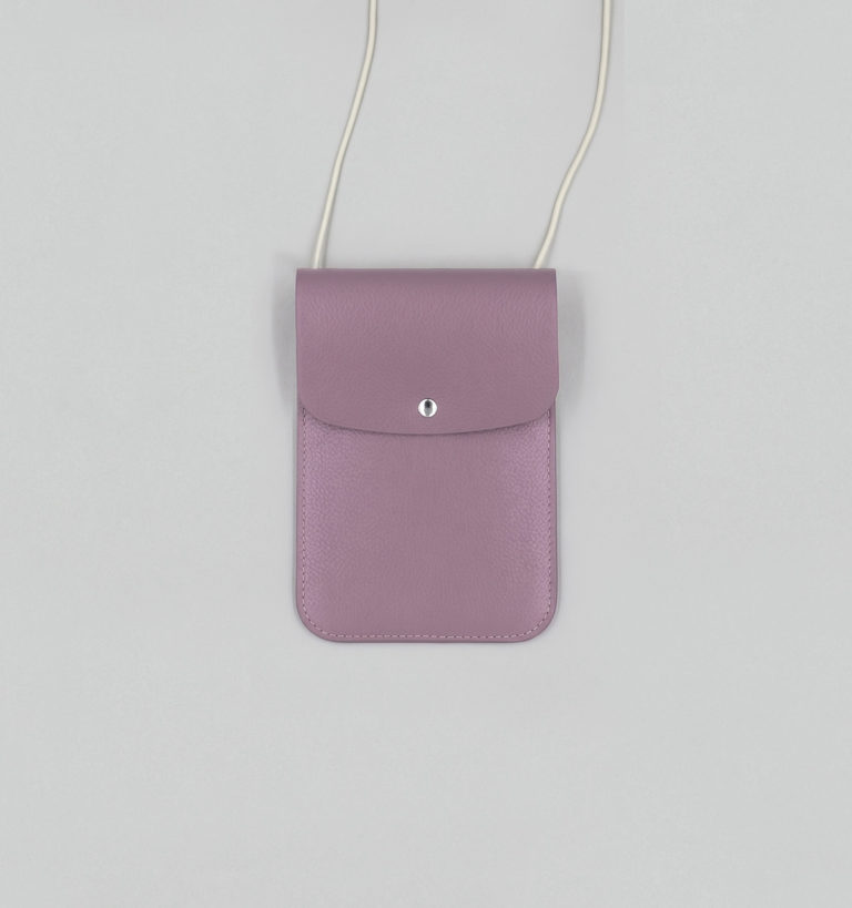 Dusty Lilac Grained Leather Neck Pouch