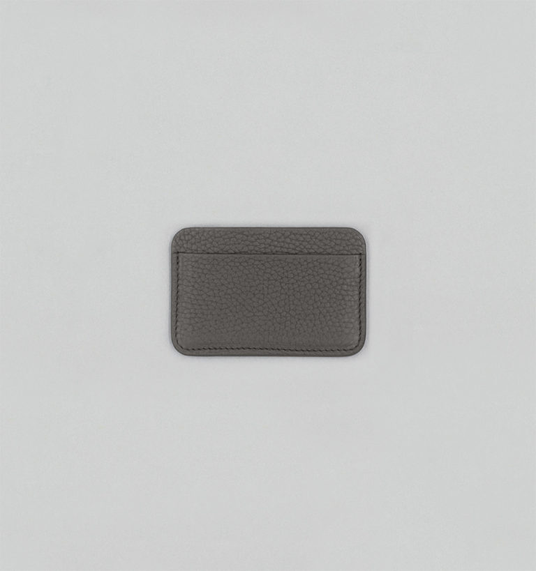 Porte-Cartes En Veau Grainé Gris Ardoise