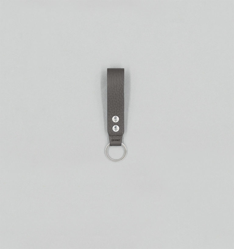 Porte-Clés Pressions en Veau Grainé Gris Ardoise