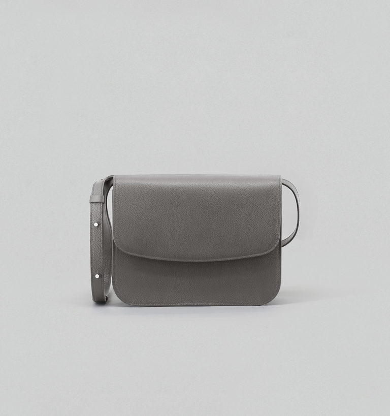 Slate Grey Grained Calf Flap Bag
