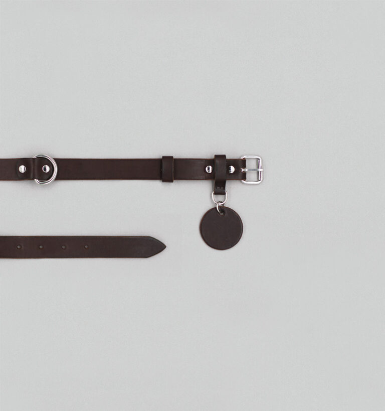Collier pour chien en Veau Végétal Ebène